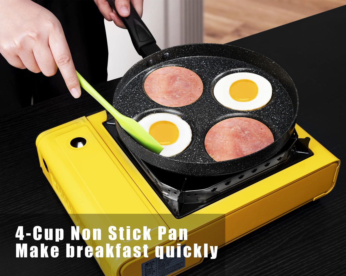 Top view of MyLifeUNIT egg pan showing four cavities for portions.