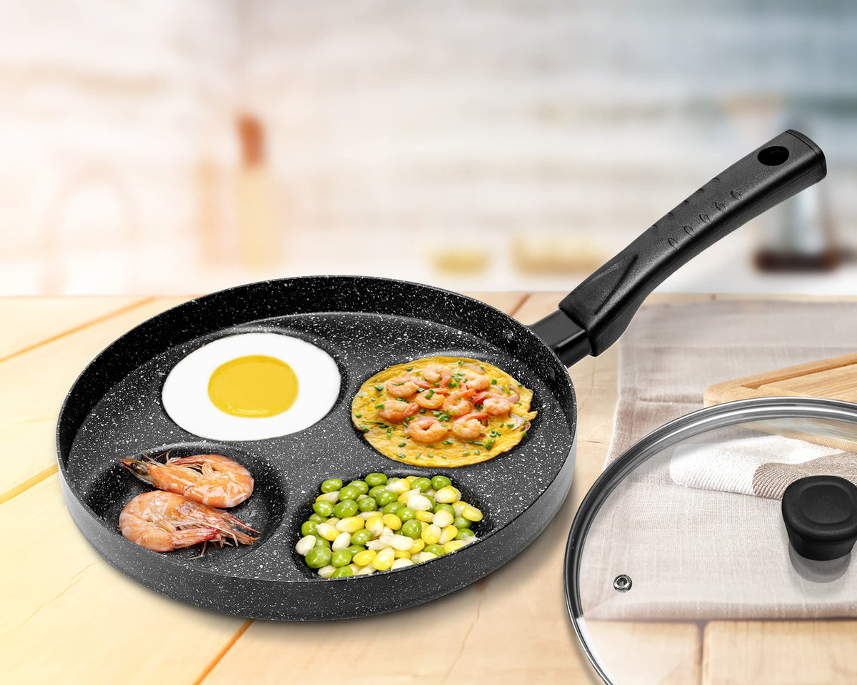 Lid-on design on MyLifeUNIT pan speeds cooking and reduces splatter