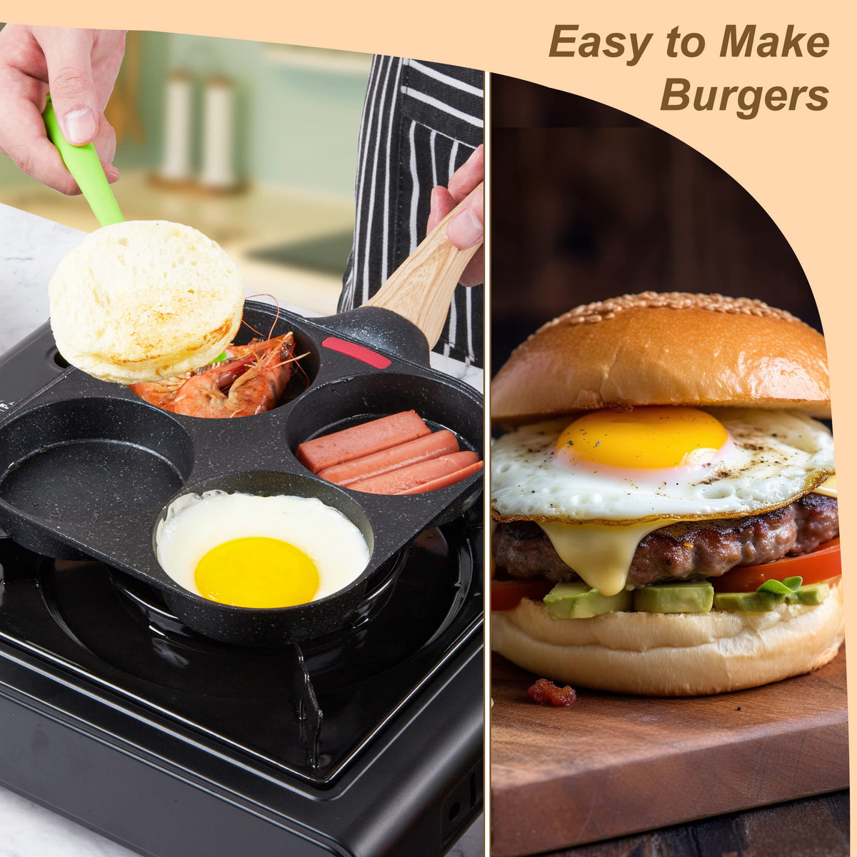 MyLifeUNIT egg frying pan compatibility supports gas and induction stoves