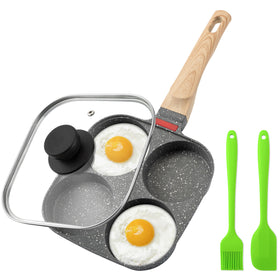 MyLifeUNIT Egg Pan four-cup set on stove for quick breakfast preparation