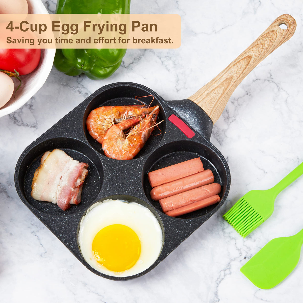 MyLifeUNIT egg pan nonstick marble coating aids easy egg release