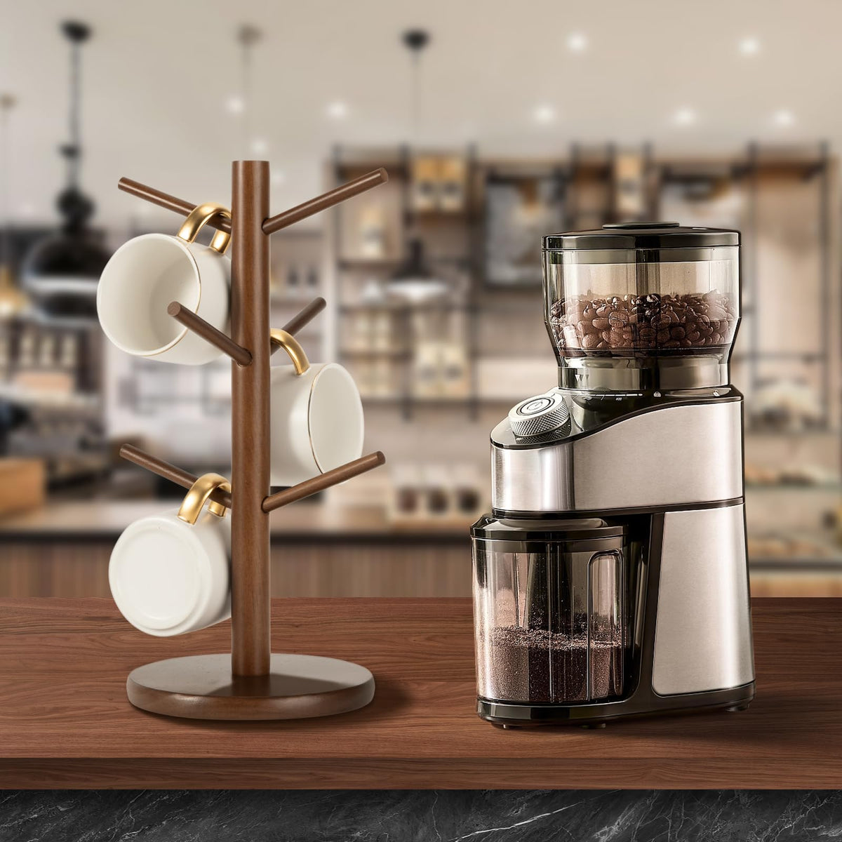 MyLifeUNIT mug holder tree on countertop keeping cups handy