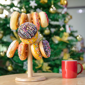 MyLifeUNIT mug holder tree yellow used as donut stand and decor.