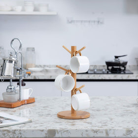 MyLifeUNIT mug holder tree on countertop holds mugs while air drying.