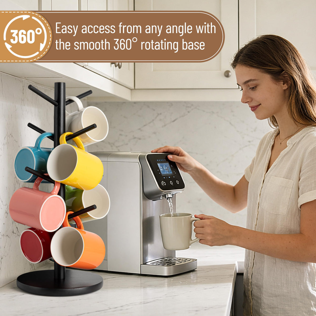 Versatile mug tree for countertop organization and display