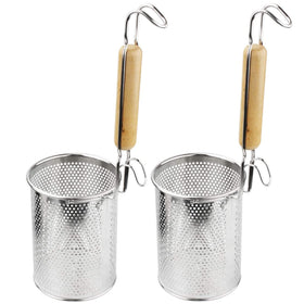 MylifeUNIT pasta strainer with deep basket, two-pack ideal for rinsing and draining.