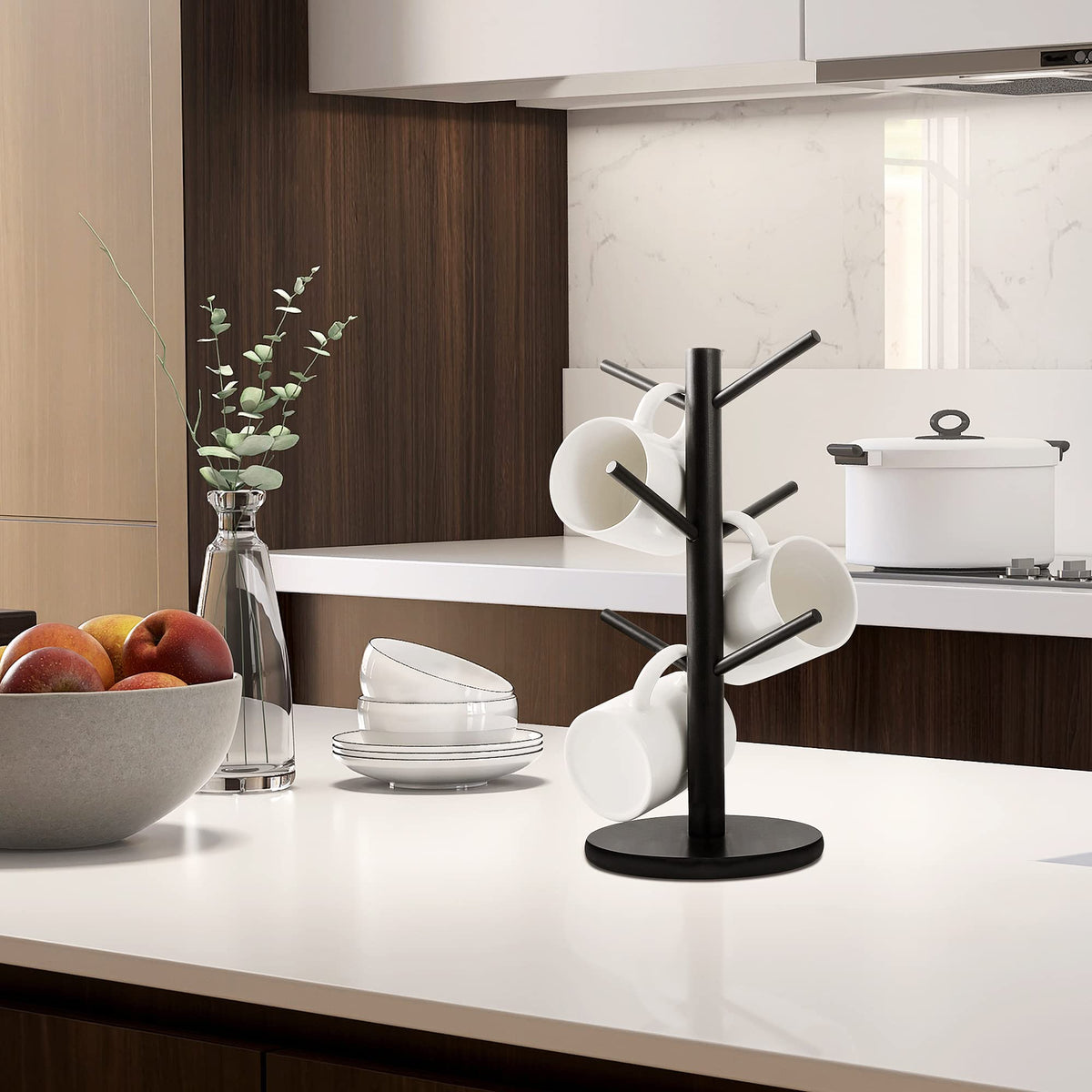 MyLifeUNIT six-hook mug stand holds six cups.