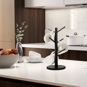 MyLifeUNIT six-hook mug stand holds six cups.