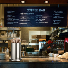 MyLifeUNIT stainless steel straw holder on counter with polished finish
