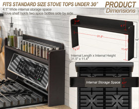 MyLifeUNIT stove top shelf over-spice area with 4.1-inch storage space.