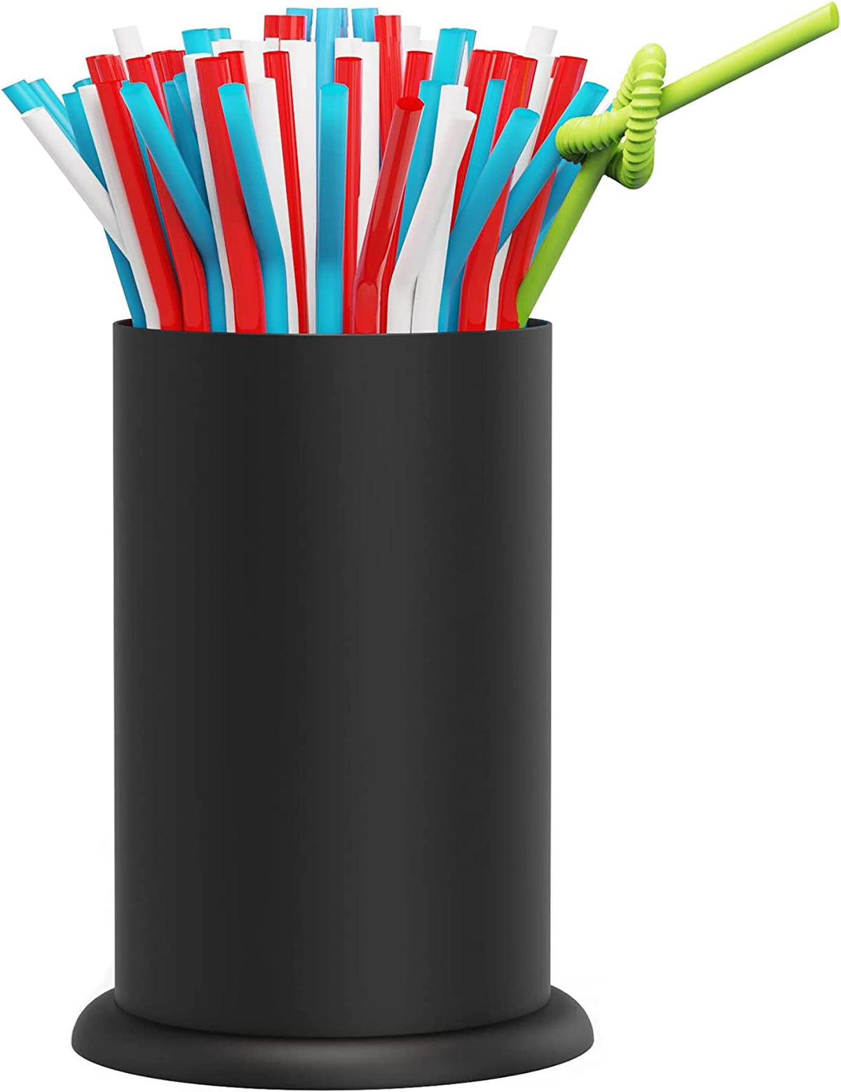 MyLifeUNIT straw holder dispenser in stainless steel keeps straws neatly accessible and easy to clean