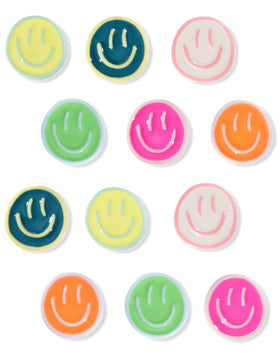 Mymazn 12pc colorful smiley-face magnets brighten the fridge and notes.