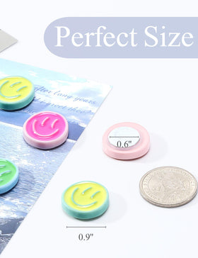 Mymazn resin magnets with cheerful faces securely hold photos and reminders.