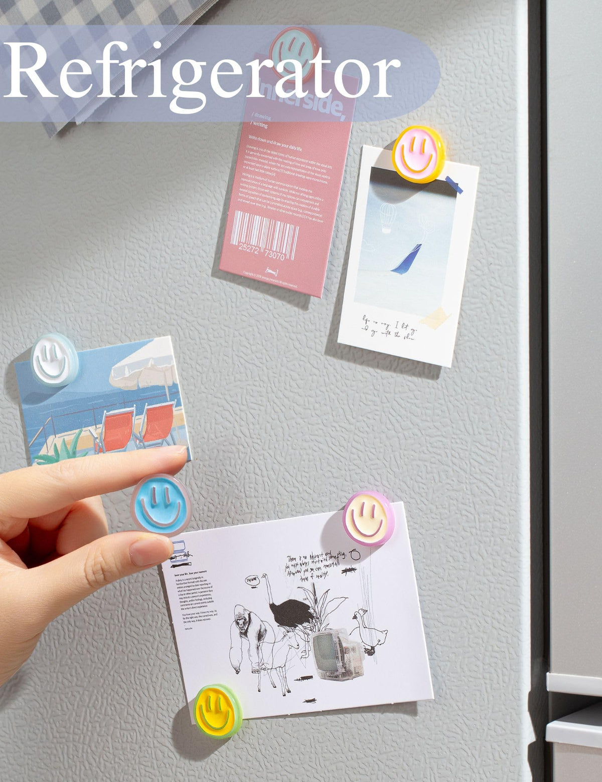 Compact Mymazn magnets keep posted items visible without covering content.