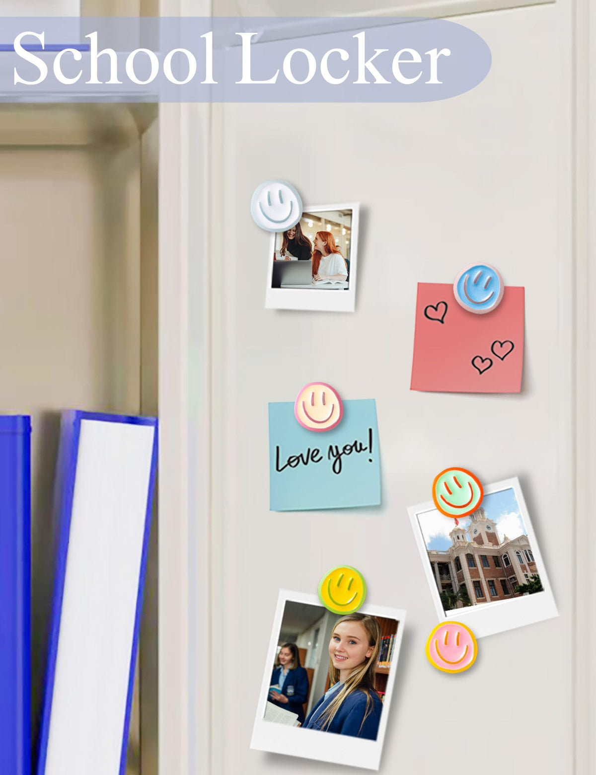 Versatile Mymazn magnets for fridge, locker, and whiteboard displays.