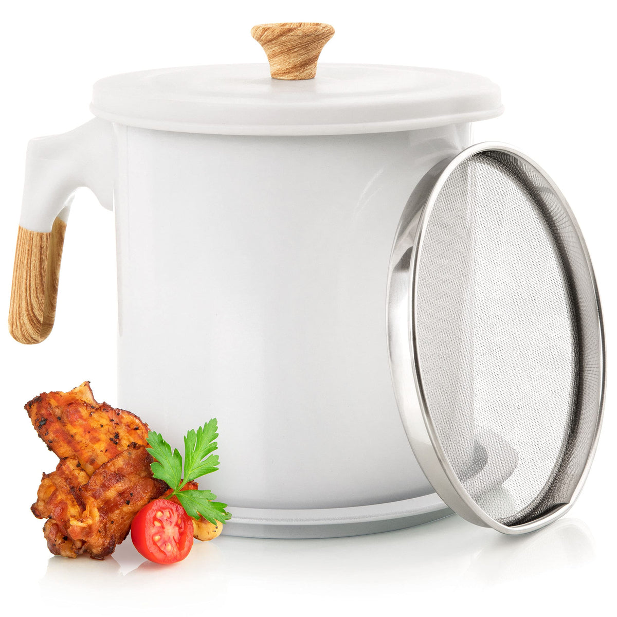 MYMOON HOME bacon grease container full capacity for bulk storage.