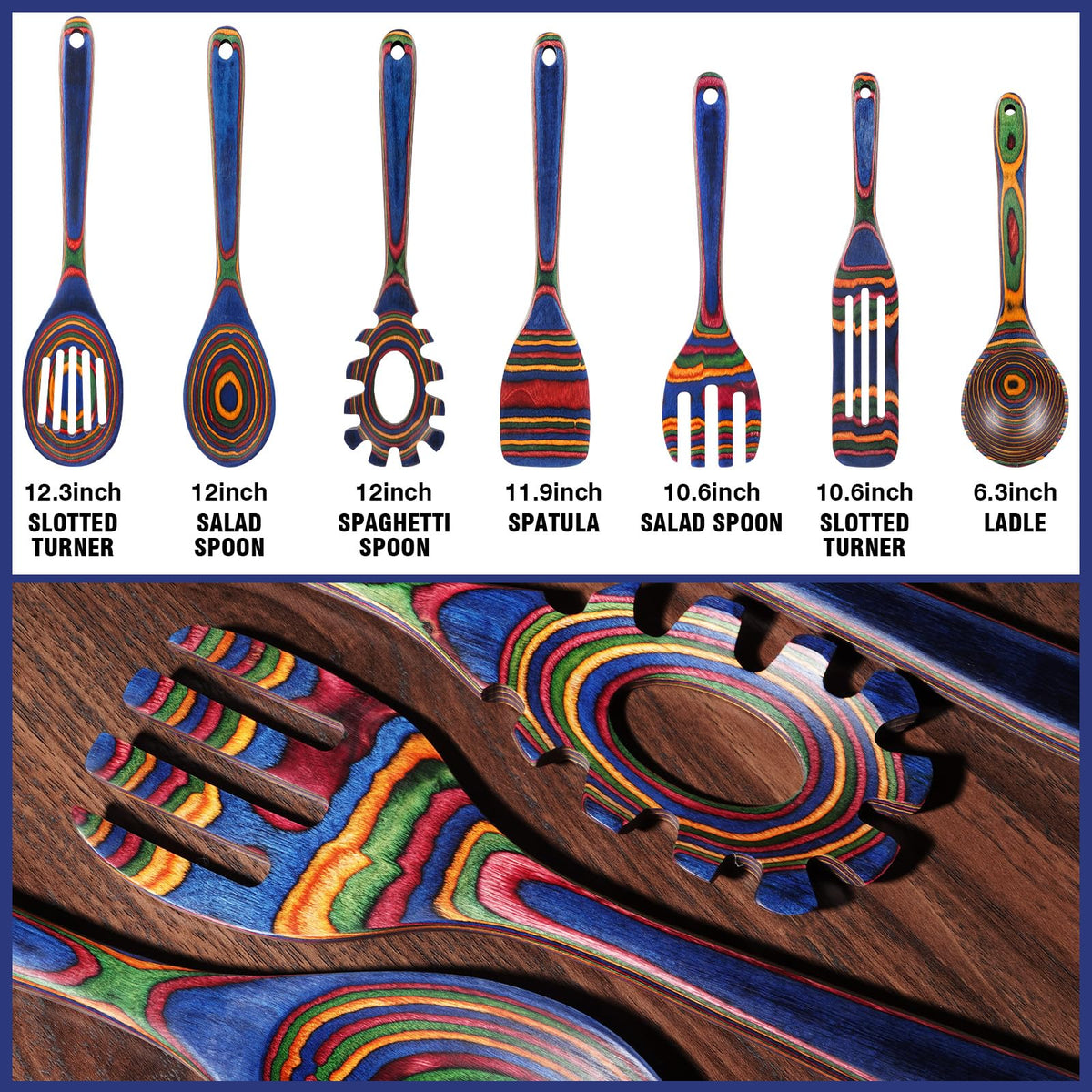 MYRAINBOW wooden spoon with smooth grain for precise stirring and elegant serving.