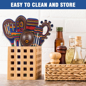 MYRAINBOW wooden turner lets you flip delicate foods without scratching surfaces.