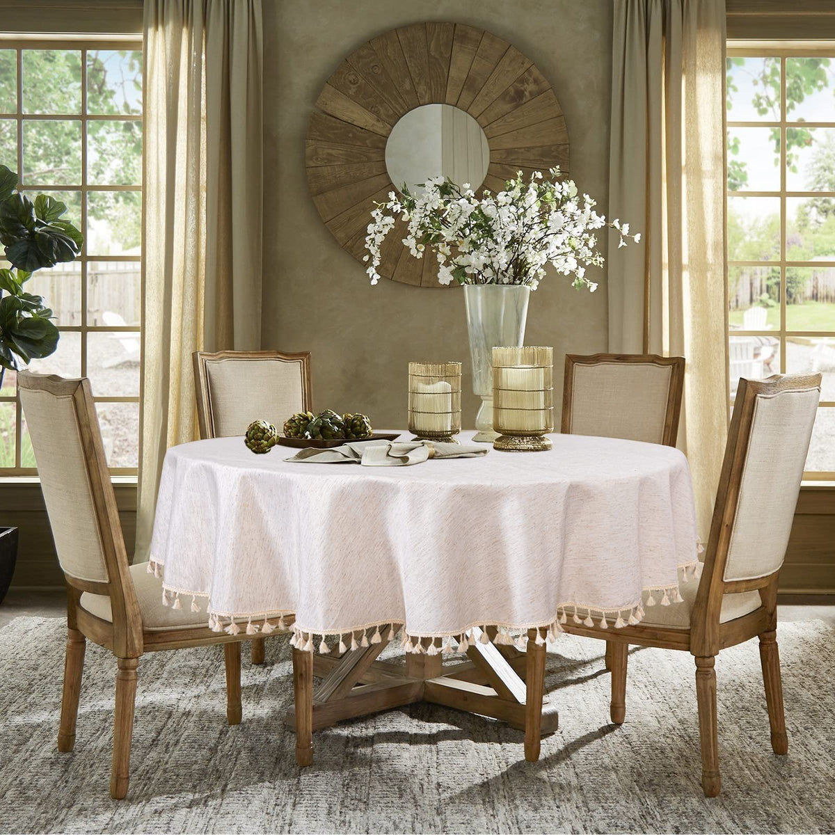 MYSKY HOME tablecloth fabric is wrinkle-free for neat, easy care meals