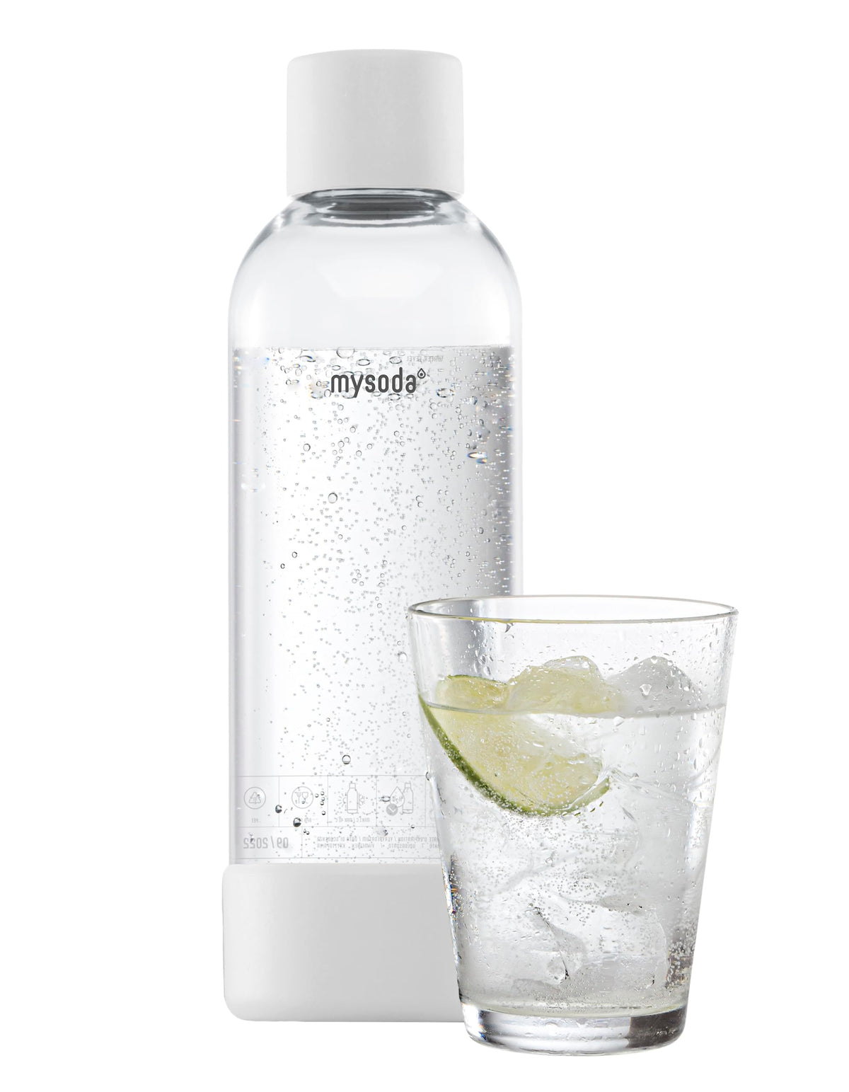 Mysoda premium carbonating bottle 1L with stainless-steel lid for durable sealing.