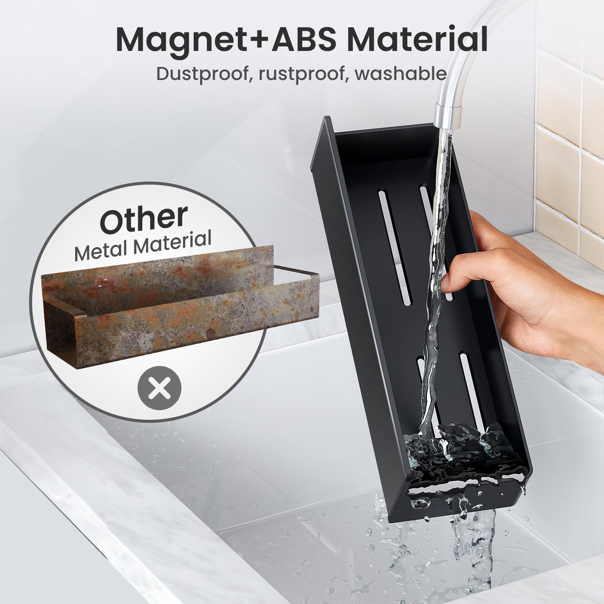 Mystozer compact storage on fridge frees counter space.
