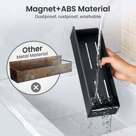 Mystozer compact storage on fridge frees counter space.