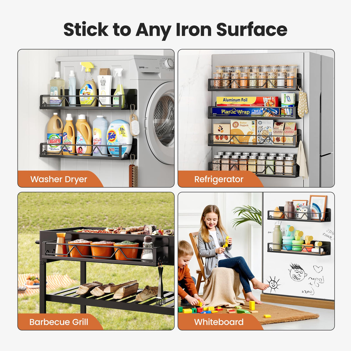 Mystozer magnetic shelves attach easily to metal surfaces without tools