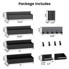 Mystozer fridge organizer adheres to metal surfaces without drilling.