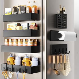 Mystozer magnetic spice rack on fridge keeps spices organized and within reach.