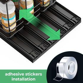 Mystozer pull-out spice rack drawer closed with smooth glide