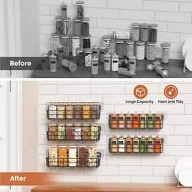 Mystozer wall-mount with jars neatly aligned for quick access.