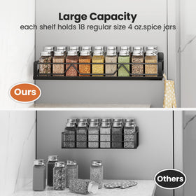 Mystozer wide double storage spice rack for jars and bottles