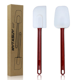 MYTASUY 14-inch silicone spatula with flat head for flipping and stirring in large pans.