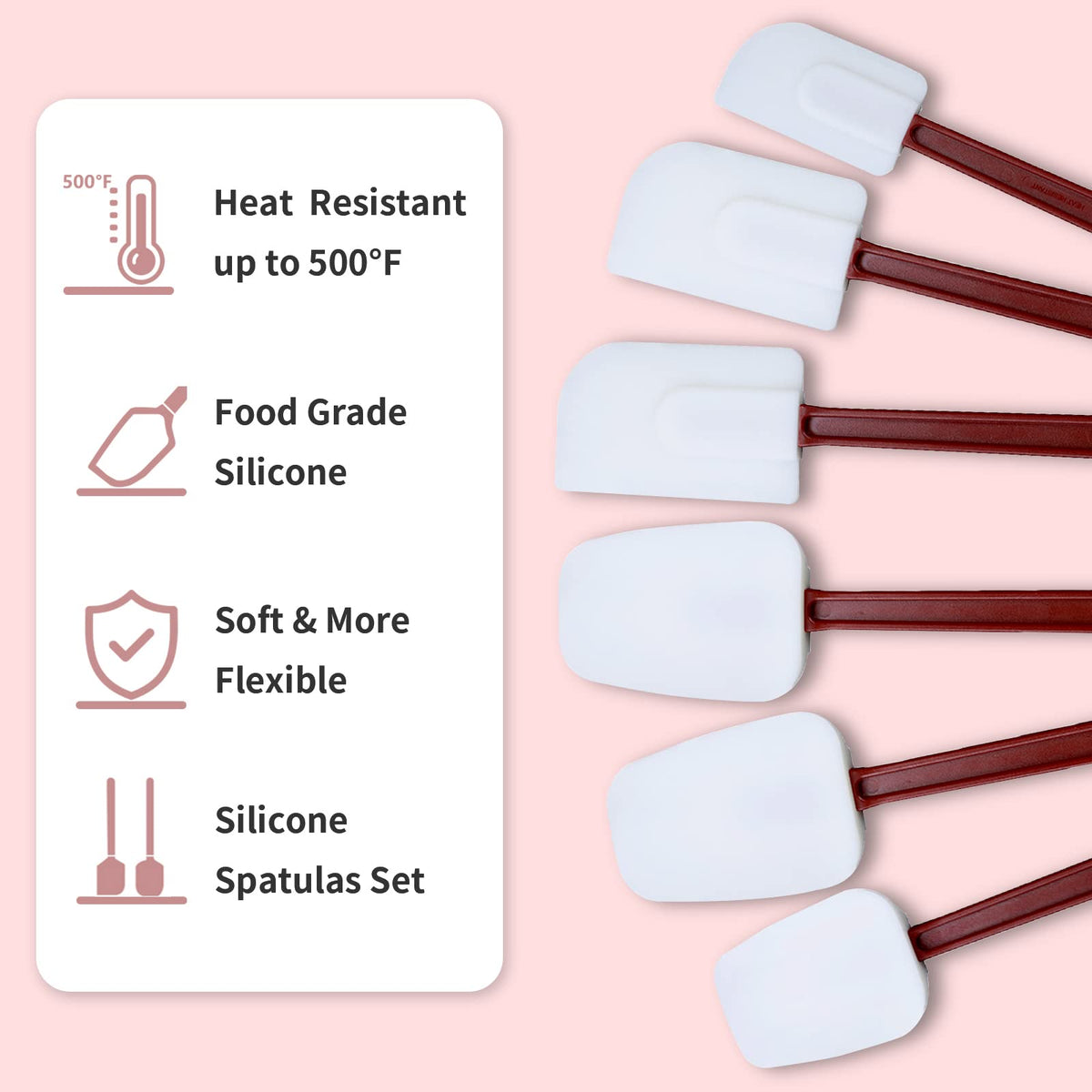 MYTASUY spatula with long nylon handle keeps hands away from heat during cooking.