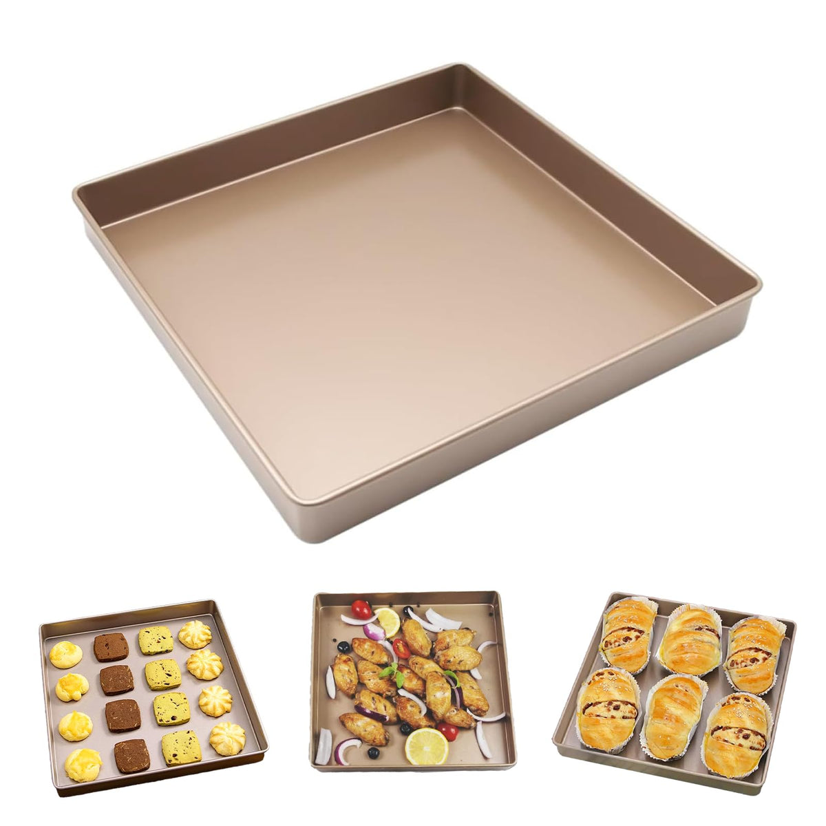 Myyaowl 11x11 square baking pan top view shows a spacious surface for even browning.