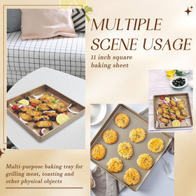 Myyaowl oven-safe bakeware supports versatile recipes from cookies to vegetables.
