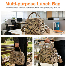 Mziart leopard print lunch box adjustable strap offers versatile carrying.