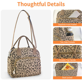 Mziart leopard print lunch box ideal for work or travel daily use.