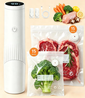 MZROT 1800mAh compact vacuum sealer front view, showcasing powerful suction for freshness.