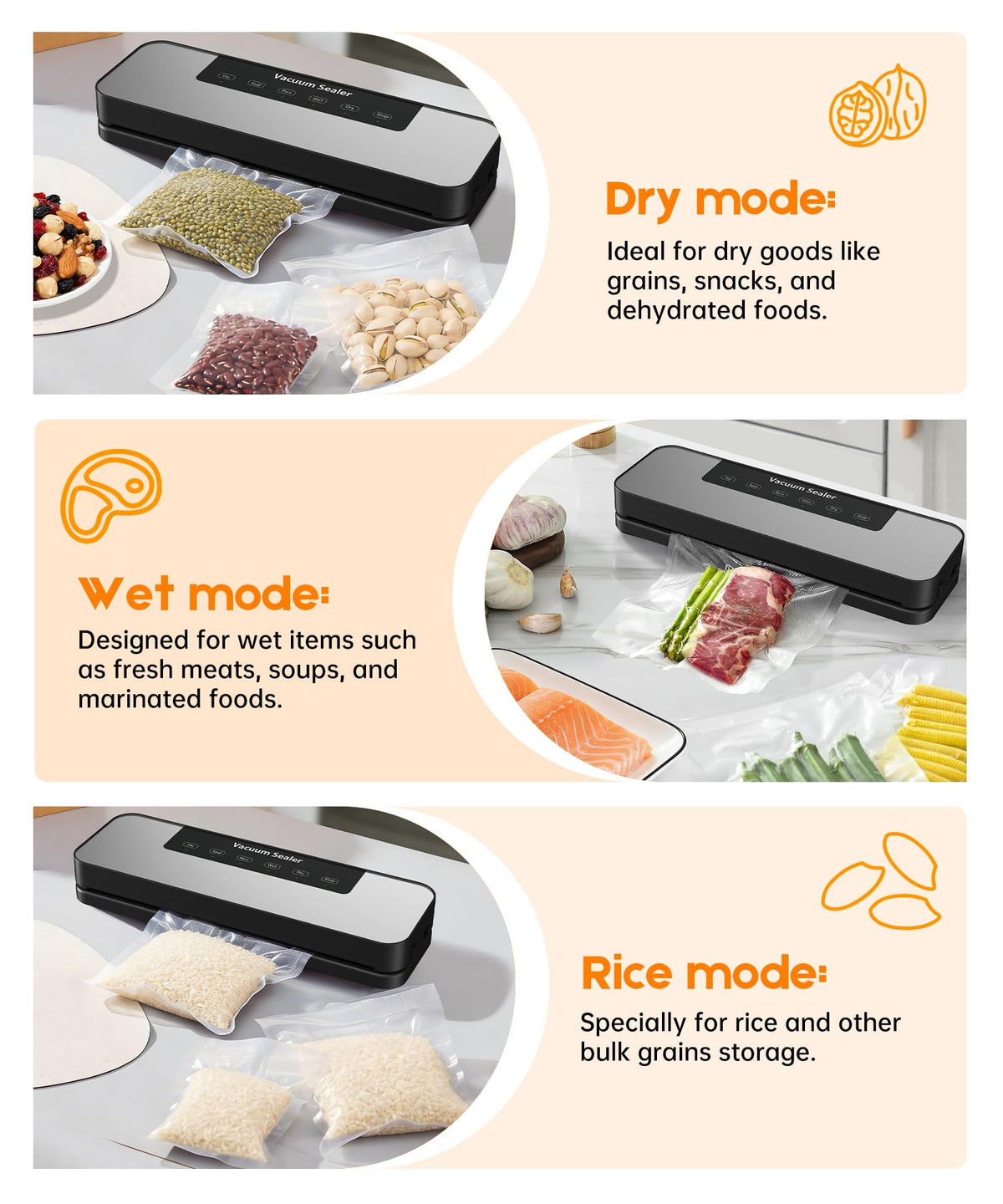MZROT vacuum sealer delivering strong 65kPa suction for airtight seals