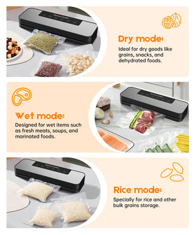 MZROT vacuum sealer delivering strong 65kPa suction for airtight seals