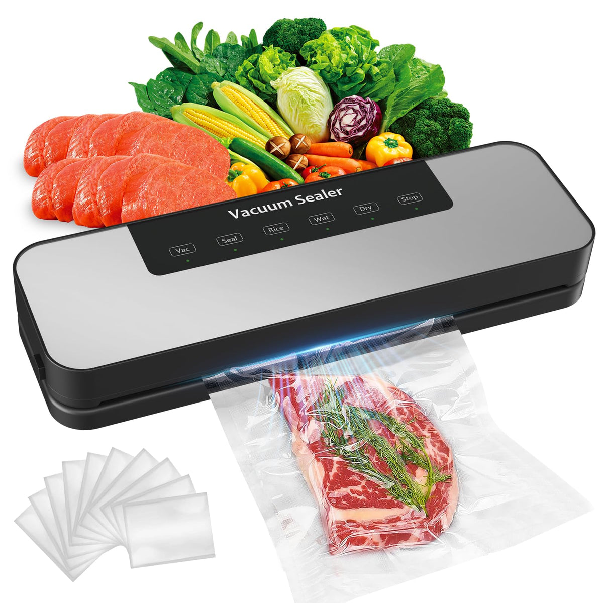 MZROT vacuum sealer shown in a compact design for space saving and tidy counters