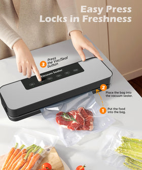 MZROT vacuum sealer displaying dry and moist modes for versatile sealing