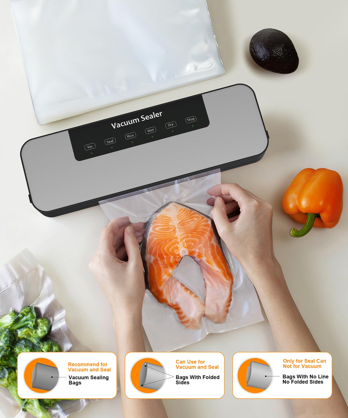 MZROT vacuum sealer package includes starter bags for immediate use
