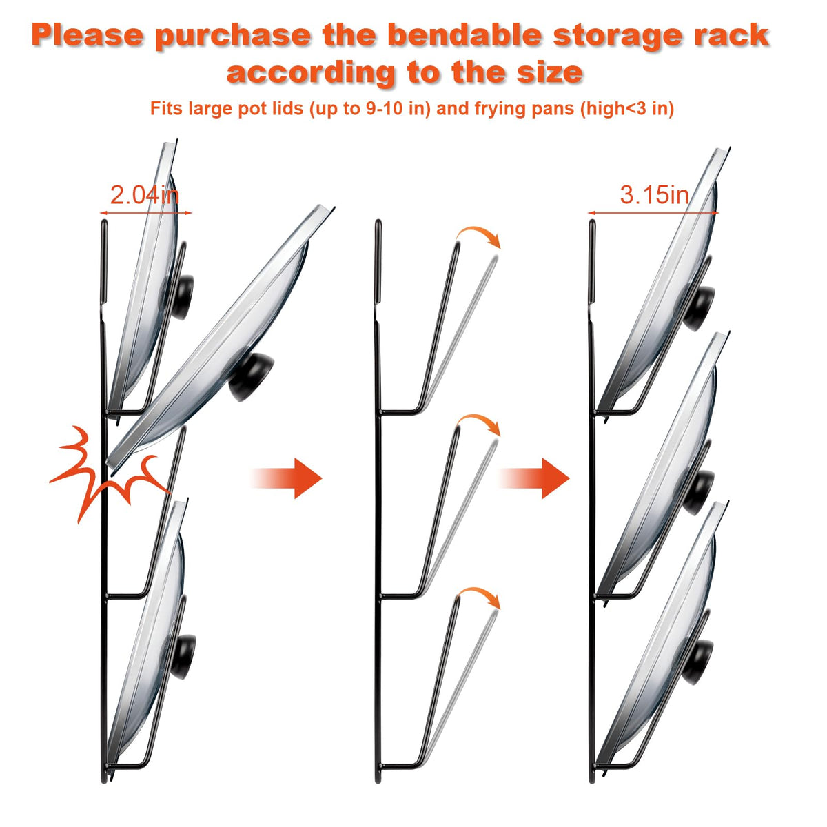 MZTOOL sturdy, rustproof rack stores lids up to 22 pounds in humid kitchens.