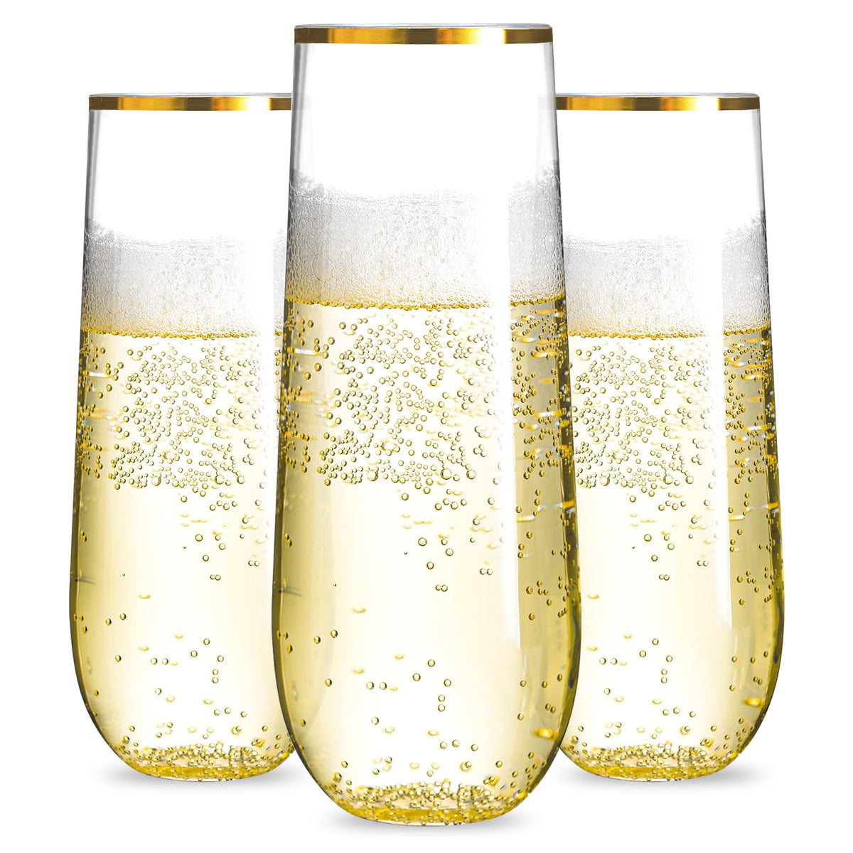 N9R gold rim champagne flutes for elegant toasts