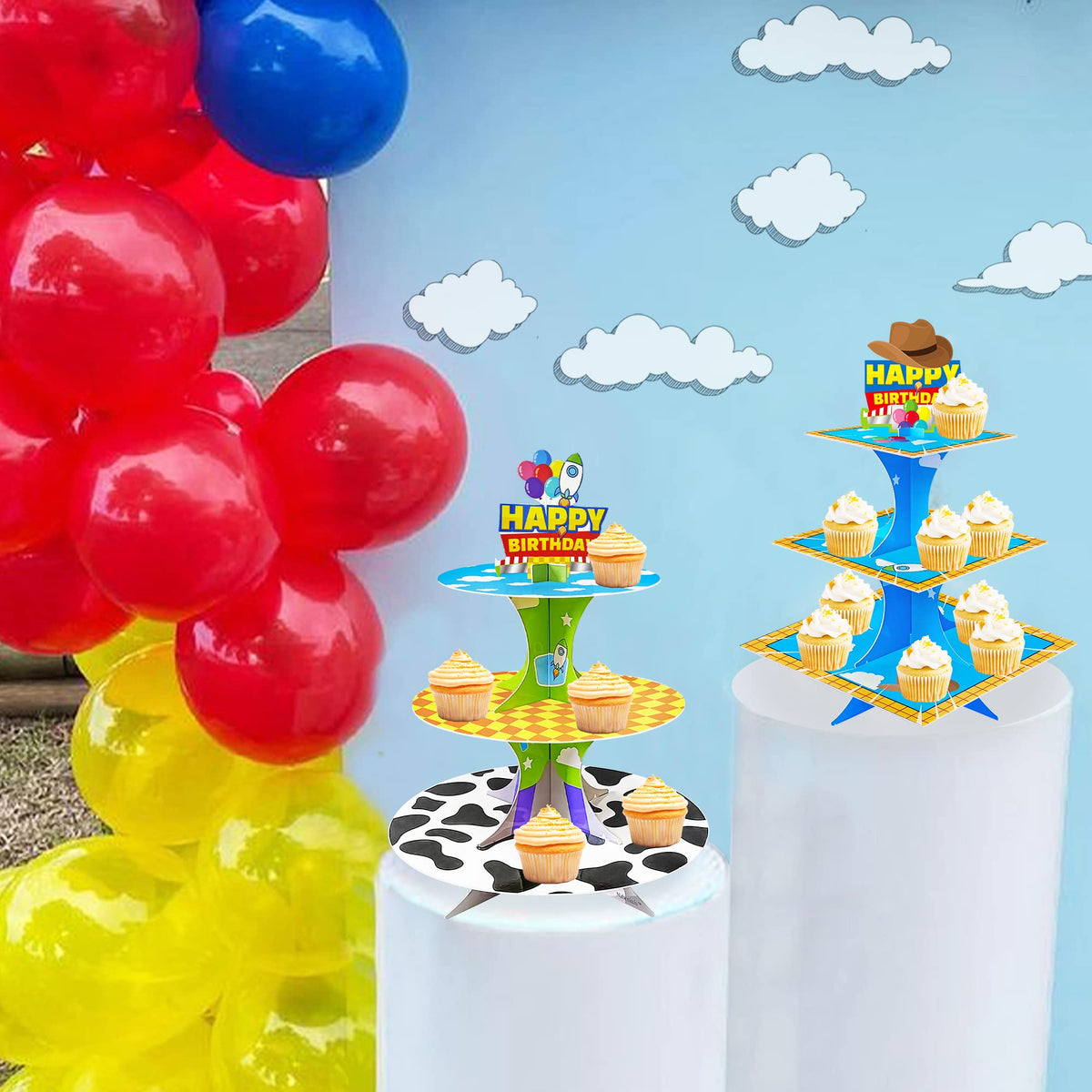 Nabenkalu folding-design cupcake stand stores flat for easy transport and storage.
