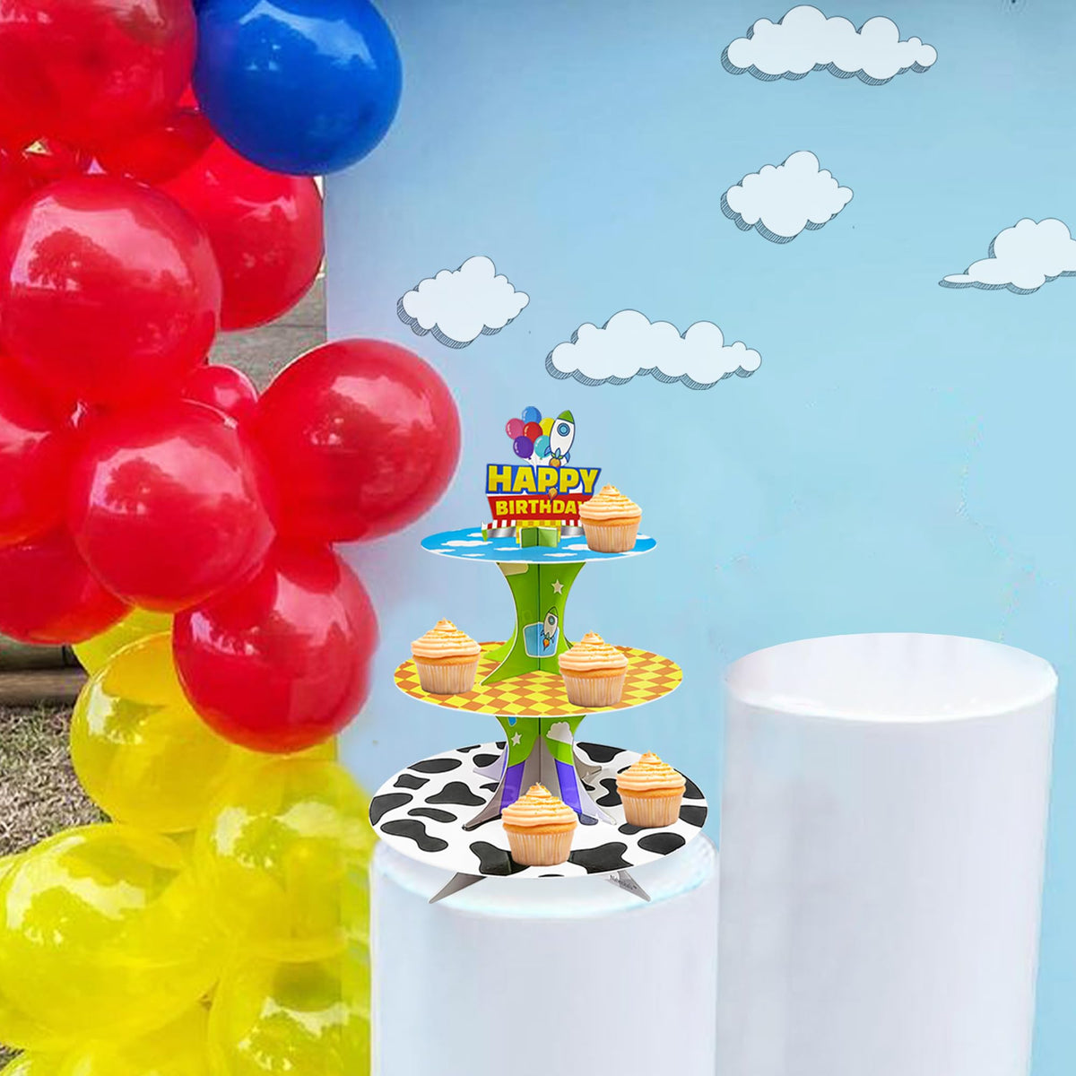 Nabenkalu folding dessert tower stand ready for quick party setup and storage.