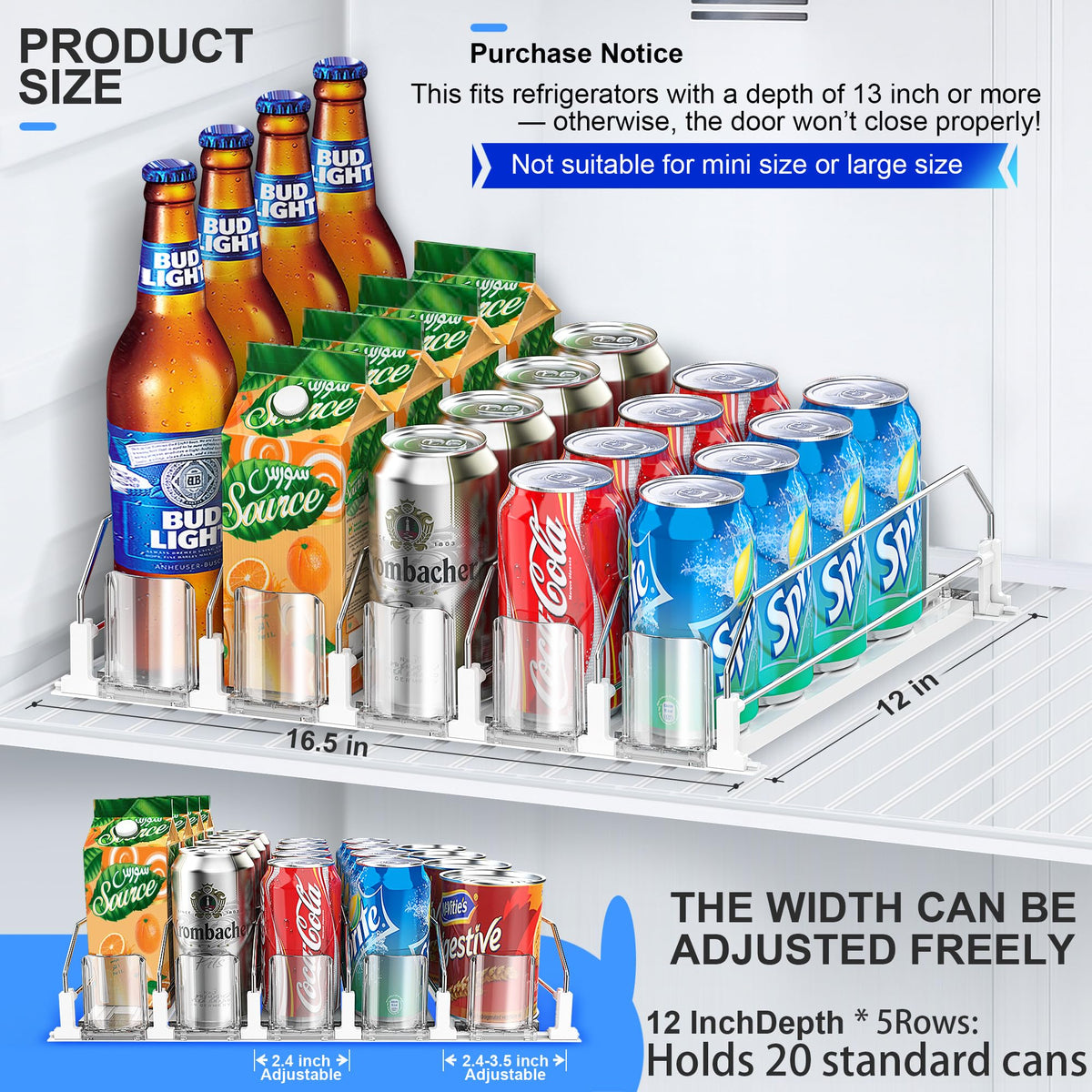 Nabobt drink organizer with cans in rows for easy access