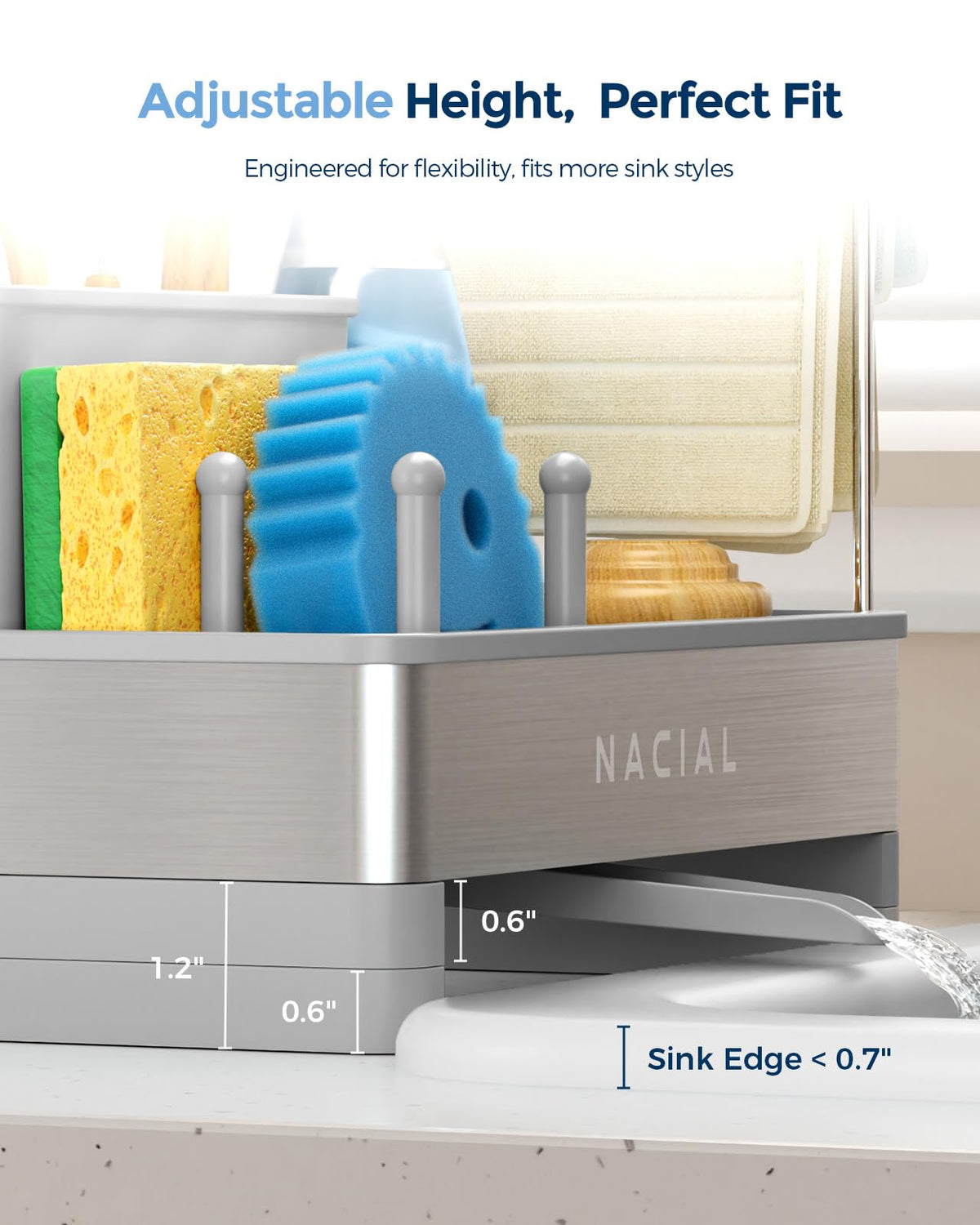 Nacial rustproof 304 stainless steel design resists corrosion while staying sleek.
